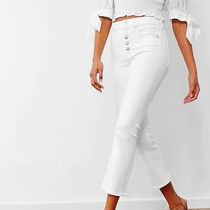 Express High Waisted White Cropped Flare Jeans - Size 4R